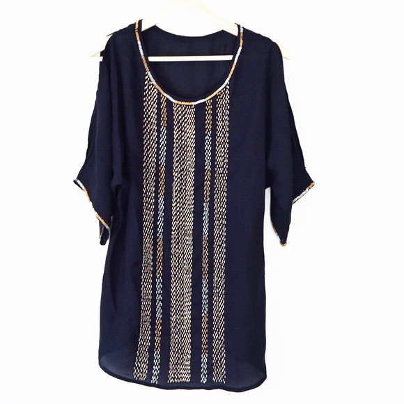Nordstrom Tops - NWOT Beaded Cold Shoulder Tunic